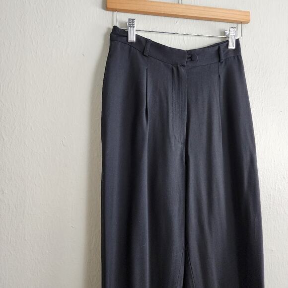 Emporio Armani Black Wool Blend High Waisted Relaxed Fit Trousers | 4 (40) - Picture 3 of 9